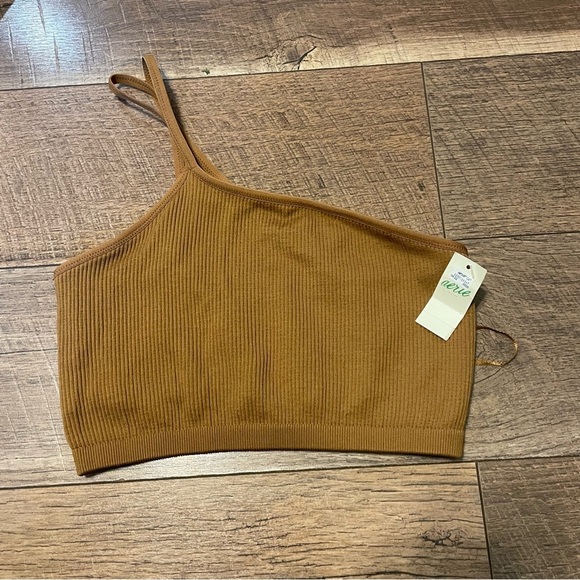 Aerie Brown/Burnt Orange One Shoulder Stretchy Cropped Tank Top. D5 - Picture 1 of 3
